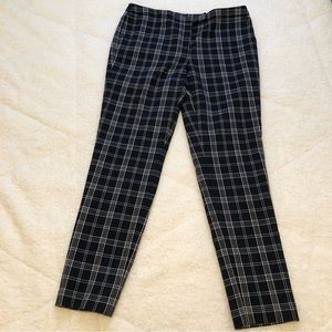 Jones NY Blue Plaid Straight Leg Trousers